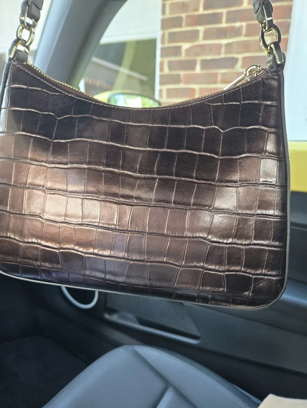 Kate spade Croc-Embossed Hobo Shoulder Bag + Wallet in Dark Brown